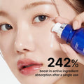 Medicube spicule facial serum showing 242% boost in active ingredient absorption after a single use.