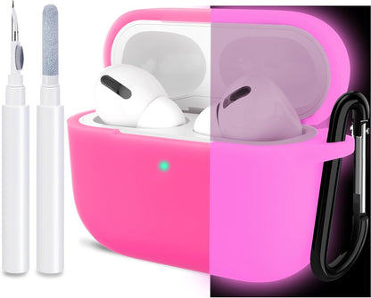 ATUAT for Airpods Pro 1St/2Nd Generation Case Cover, Protective Silicone Skin Accessories with Keychain for Women Men for Apple Airpods Pro 2019/2022 Charging Case,Front LED Visible-Midnight Green
