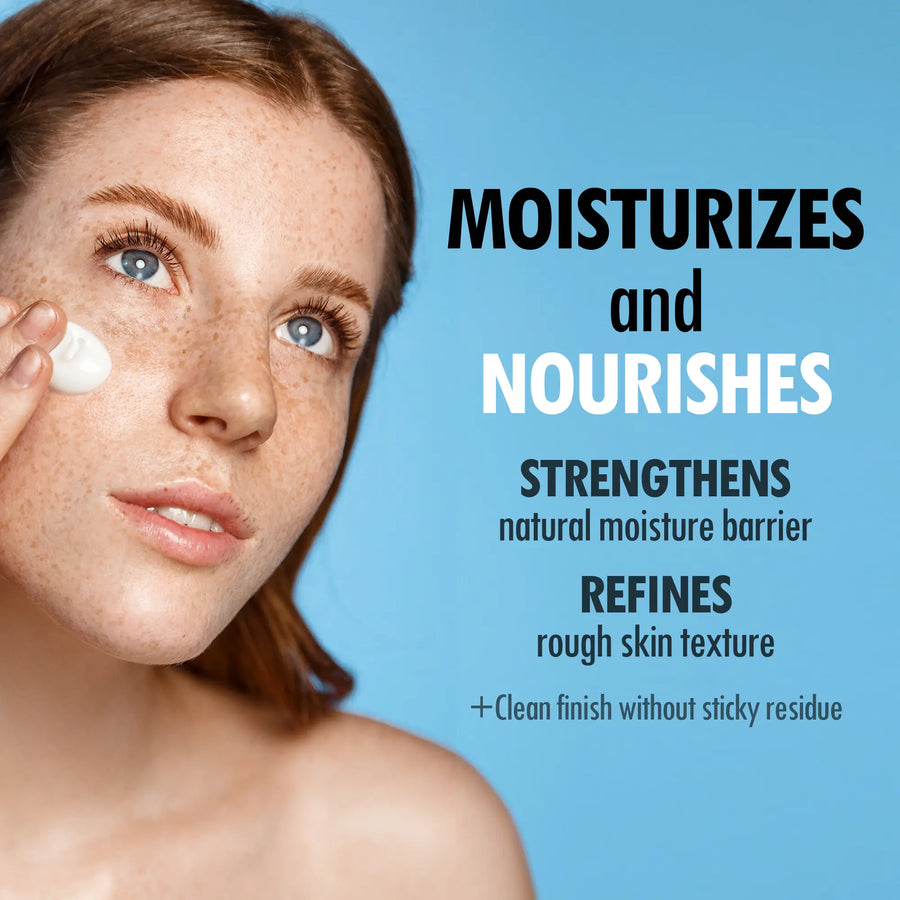 Girl applying Korean squalane face moisturizer, highlighting moisture barrier, skin refinement, and clean finish.