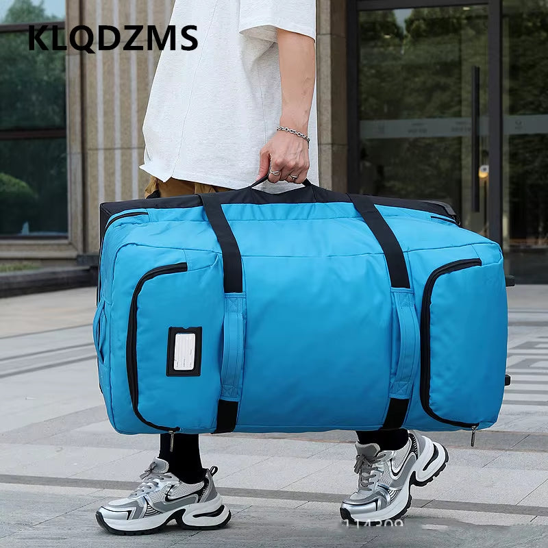 KLQDZMS Folding Suitcase Oversized Capacity Trolley Bag Outdoor Travel Organizer Bag Airline Checked Backpack with Wheel Luggage