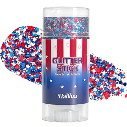 4Th of July Glitter Stick | Red, White &amp; Blue Body &amp; Hair Sparkle for Independence Day Party, Festival &amp; Fun Holiday Look