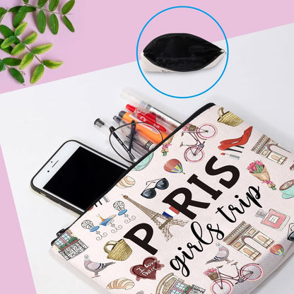 Paris Weekend Gift Bag - Vacation Theme Travel Bag with Paris Skyline Design - Perfect for Girls&