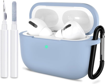 ATUAT for Airpods Pro 1St/2Nd Generation Case Cover, Protective Silicone Skin Accessories with Keychain for Women Men for Apple Airpods Pro 2019/2022 Charging Case,Front LED Visible-Midnight Green