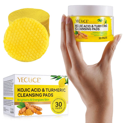 Kojic Acid &amp; Turmeric Cleansing Pads, 30 Pads Exfoliating Skin Care Pad for Revitalizing Skin, Personal Skin Care Products for Women &amp; Men
