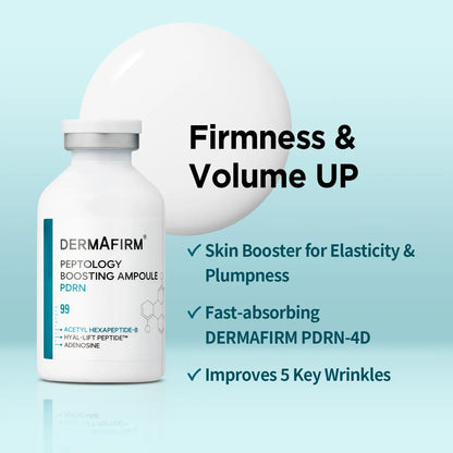DERMAFIRM Peptology PDRN Boosting Ampoule - Glass Skin &amp; Anti-Aging Serum with 80,000Ppm PDRN &amp; Peptide Complex for Wrinkle Improvement - Korean Skincare Formula