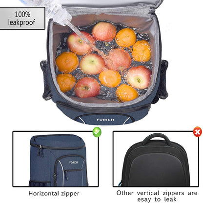 FORICH Cooler Backpack Portable Soft Backpack Coolers Insulated Leak Proof Large Cooler Bag for Men Women to Work Lunch Travel Beach Camping Hiking Picnic Fishing Beer Bottle Backpacks, 30 Cans (Blue)