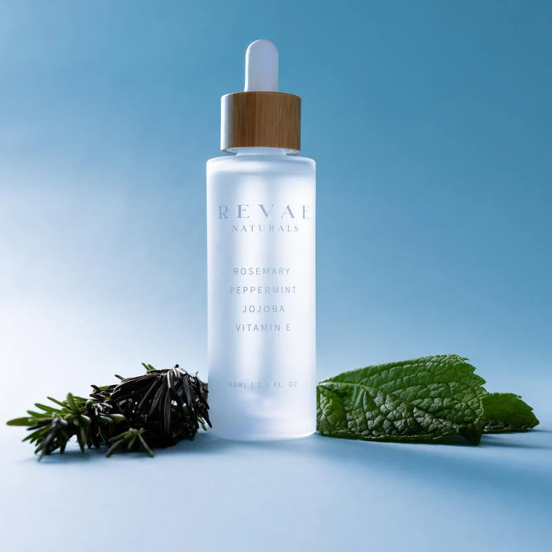 Natural Hair Growth Serum with rosemary, peppermint, and jojoba oils for effective hair loss treatment