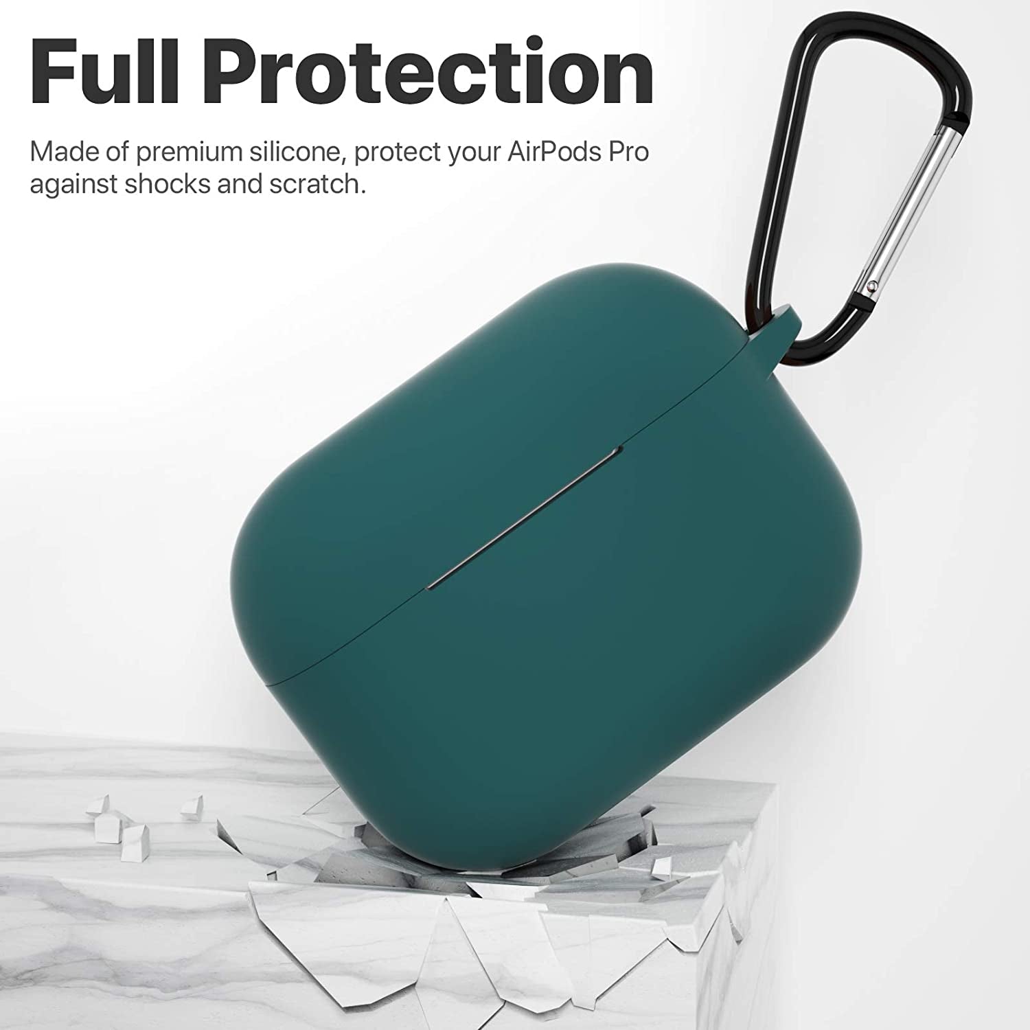 ATUAT for Airpods Pro 1St/2Nd Generation Case Cover, Protective Silicone Skin Accessories with Keychain for Women Men for Apple Airpods Pro 2019/2022 Charging Case,Front LED Visible-Midnight Green
