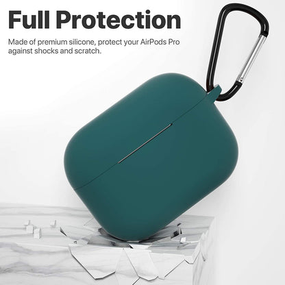 ATUAT for Airpods Pro 1St/2Nd Generation Case Cover, Protective Silicone Skin Accessories with Keychain for Women Men for Apple Airpods Pro 2019/2022 Charging Case,Front LED Visible-Midnight Green