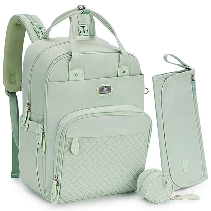 Dikaslon Diaper Bag Backpack with Portable Changing Pad, Pacifier Case and Stroller Straps, Large Unisex Baby Bags for Boys Girls, Multipurpose Travel Back Pack Moms Dads, Gray