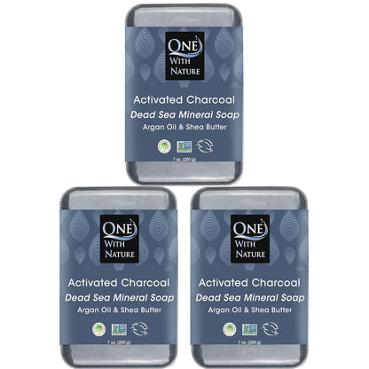 One with Nature Dead Sea Salt Lemon Sage Soap 4Oz 3-Pack – Purifying and Exfoliating Soap Bar with Dead Sea Minerals for Face &amp; Body, for Men &amp; Women