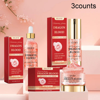 Dragon Blood Facial Care Series, 3 Counts/Set Moisturizing Facial Serum &amp; Cream, Hydrating Skin Care Kit for Women &amp; Men