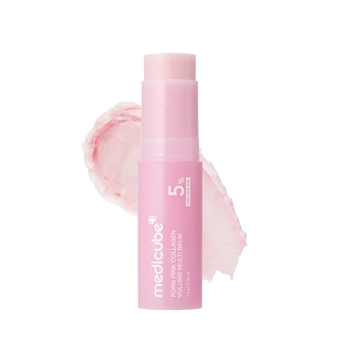 PDRN collagen volume balm by Medicube in a pink tube, ideal for under-eyes and anti-aging care.
