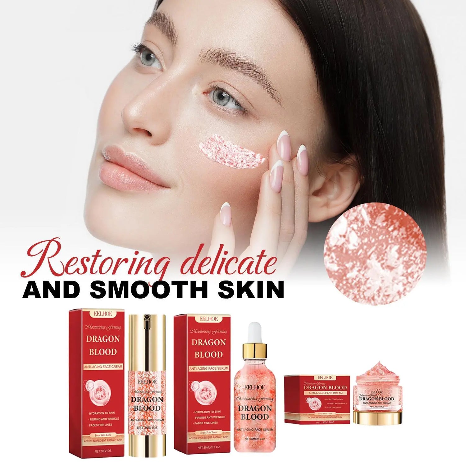 Dragon Blood Facial Care Series, 3 Counts/Set Moisturizing Facial Serum &amp; Cream, Hydrating Skin Care Kit for Women &amp; Men