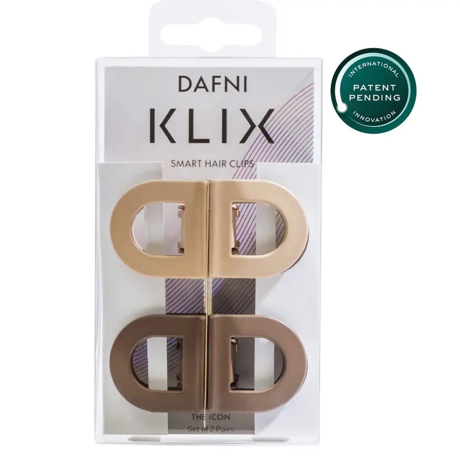 DAFNI KLIX Magnetic Hair Clips Set of 2 - The Icon Sandstone with sticky pad, strong magnetic hold - magnetic hair clips set