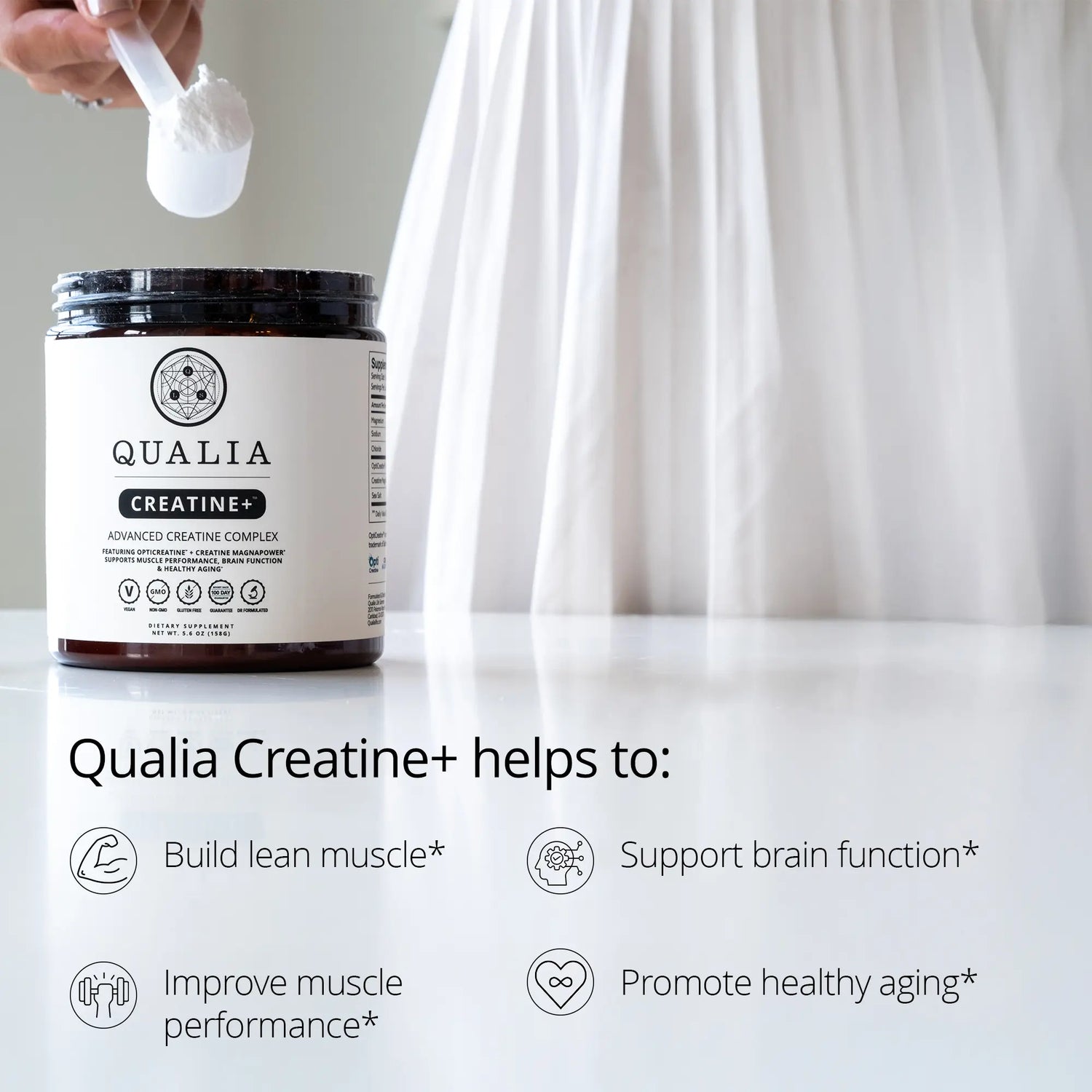 Qualia Creatine | Advanced Creatine Complex | 2 Creatine Sources + Magnesium | Optimized Creatine Absorption | Muscle Performance, Brain Function, &amp; Healthy Aging