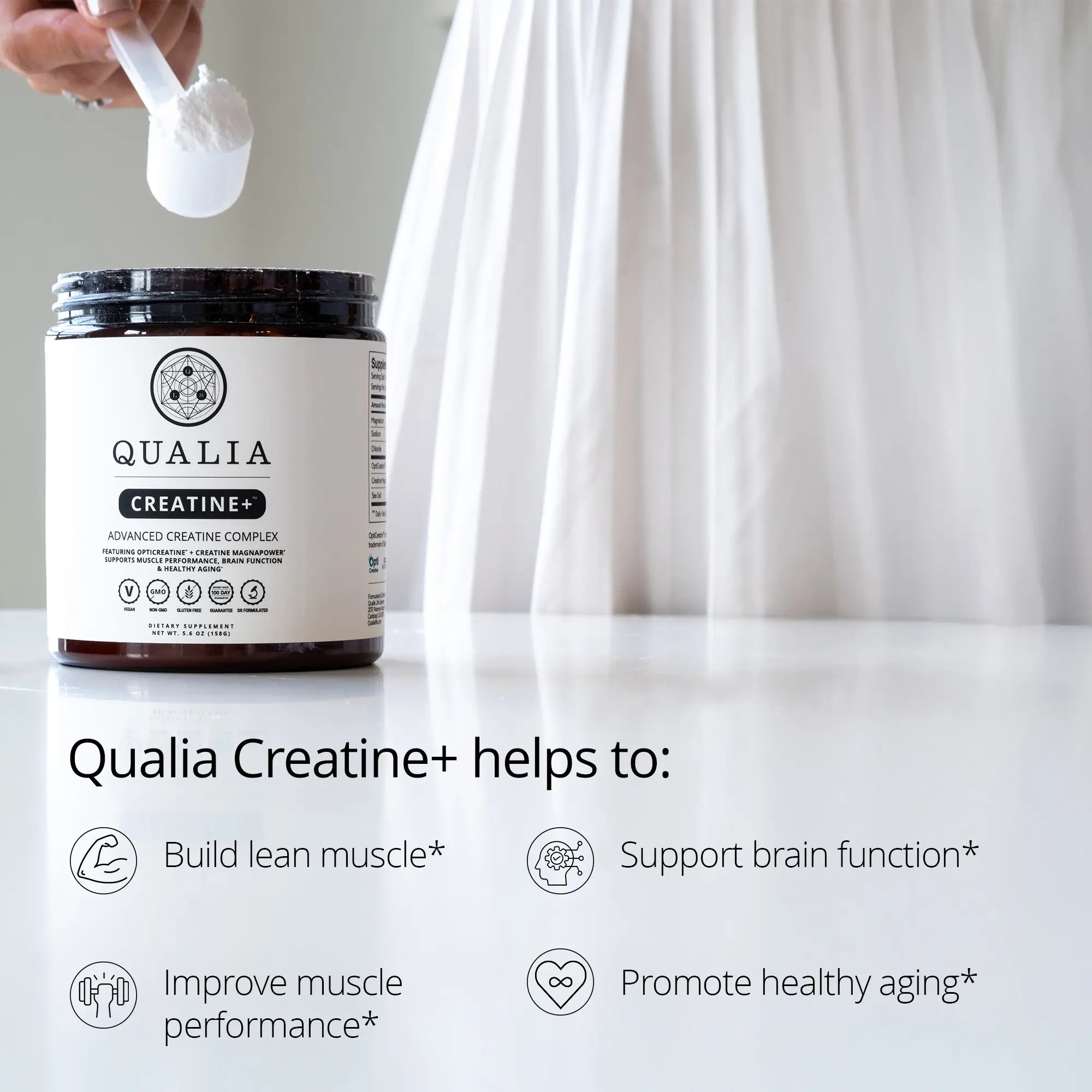 Qualia Creatine | Advanced Creatine Complex | 2 Creatine Sources + Magnesium | Optimized Creatine Absorption | Muscle Performance, Brain Function, &amp; Healthy Aging