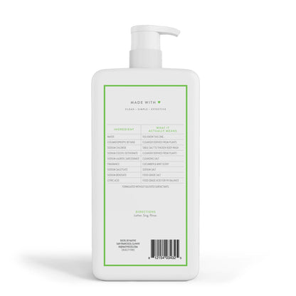 Body Wash Cucumber &amp; Mint Sulfate Free, Paraben Free, for Men and Women, 36 Oz