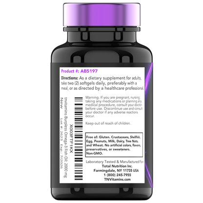 Burpless Omega-3 Fish Oil: 2000Mg X 90 Softgels | 1400Mg Total Omega-3 Fatty Acids (800Mg EPA &amp; 600Mg DHA)