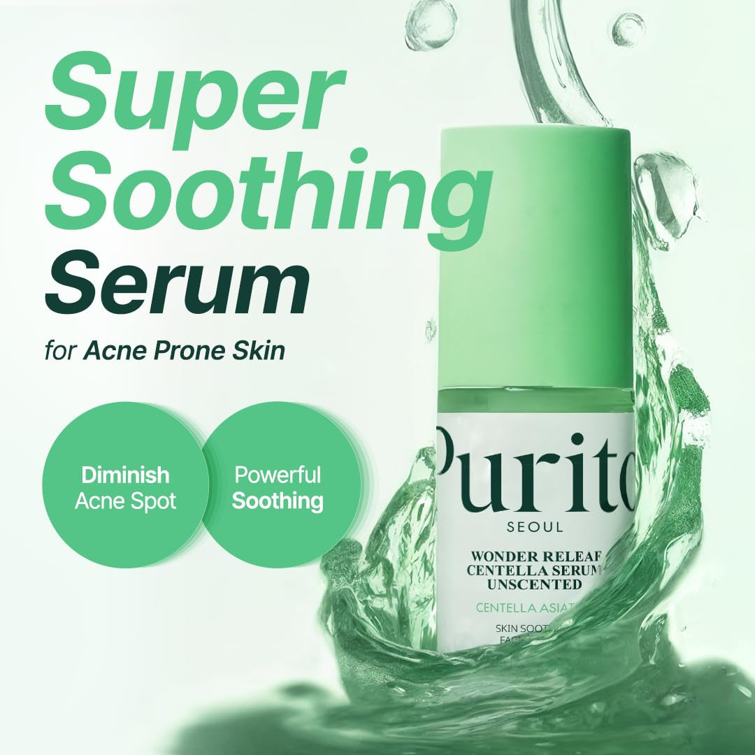 PURITO Centella Unscented Serum for Sensitive Skin – Lightweight Calming &amp; Skin Barrier Repair, 34,860 Ppm Soothing Serum, Vegan &amp; Cruelty-Free, Korean Skincare, 2 Fl.Oz / 60Ml