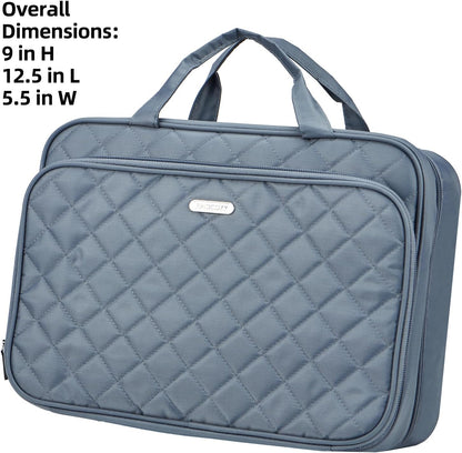 FINDCOZY Extra Large Toiletry Bag with Hanging Hook, Travel Makeup Case for Women, Cosmetic Organizer for Toiletries, Full-Sized Bottles, Beauty (Grey)