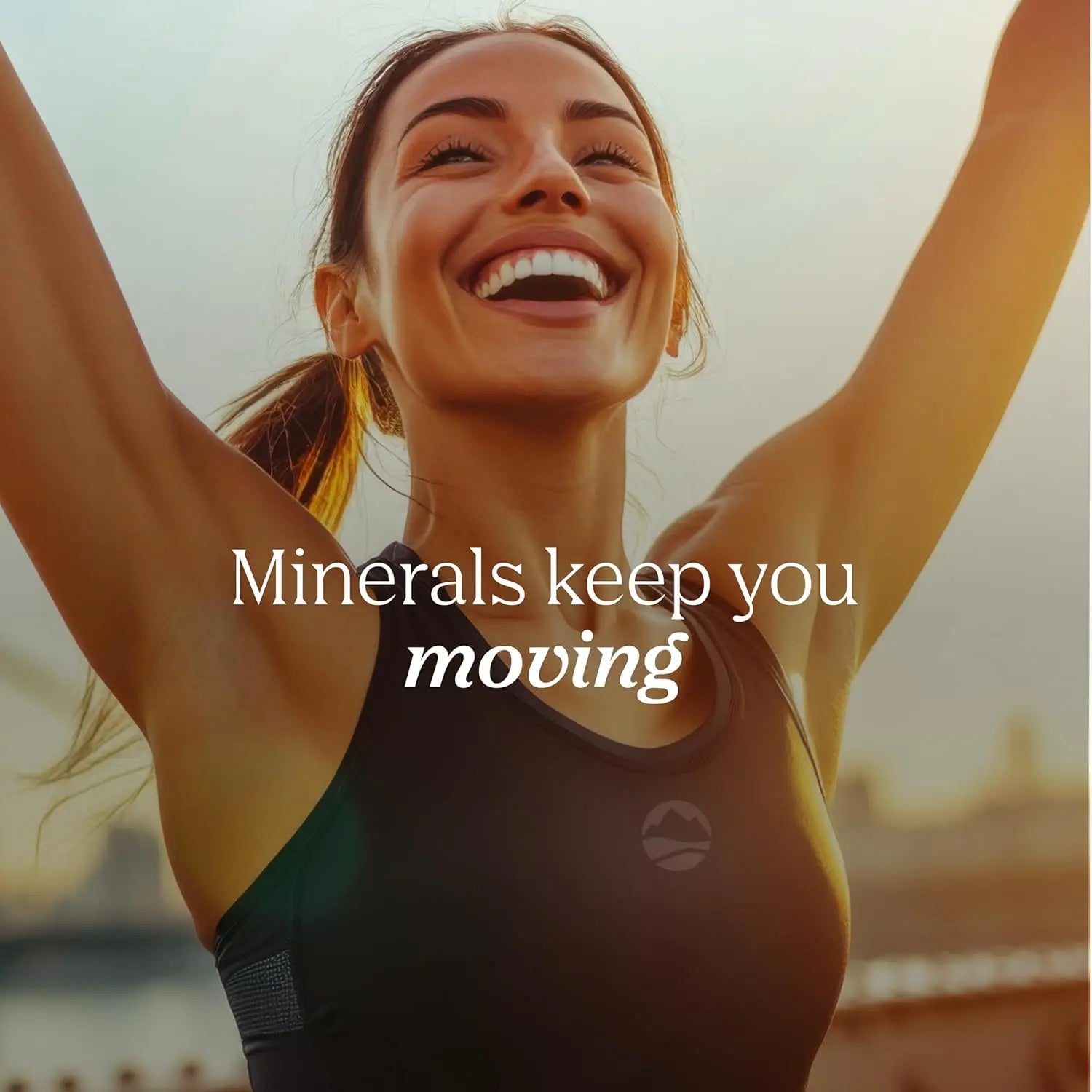 Happy woman enjoying outdoor exercise with the text &