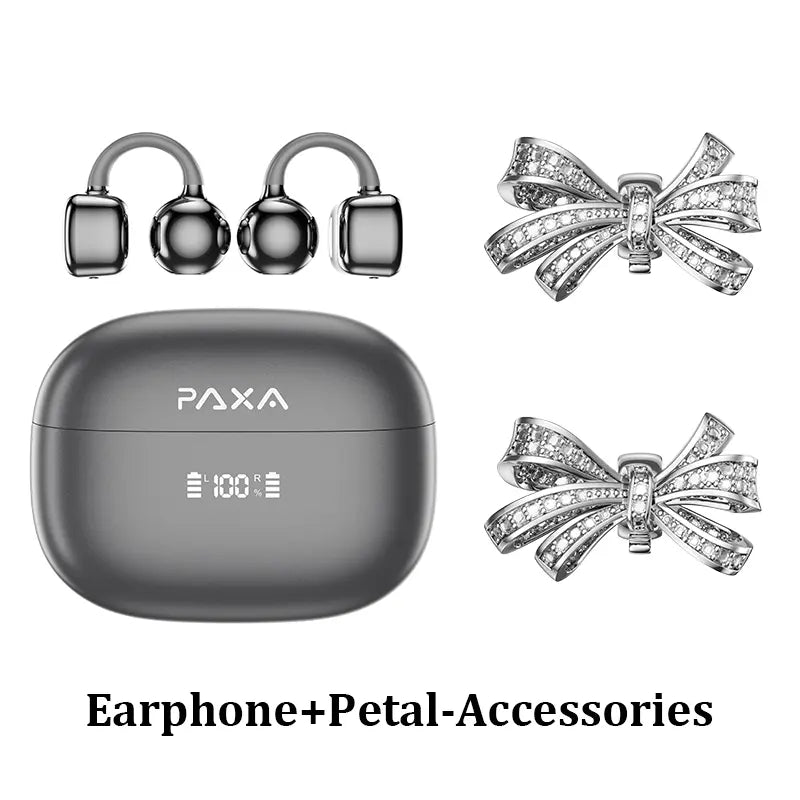 PAXA Earclip C7 Clip-On Design Wireless Earphones, Upgraded Panoramic Sound Headset, Comfortable Wearing &amp; IPX5 Waterproof Sports Earbuds for Work, Fitness