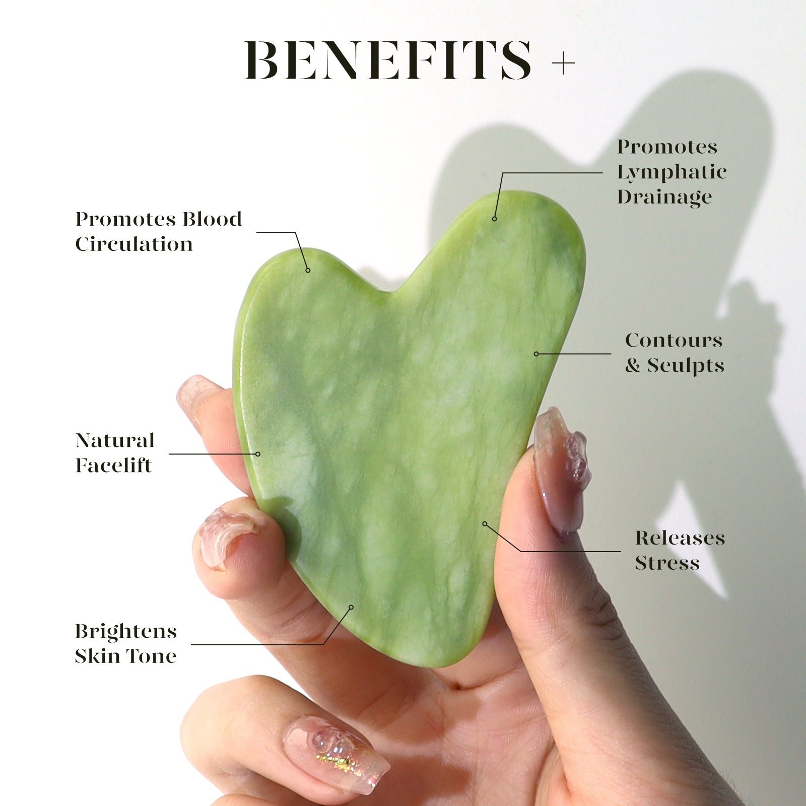 Jade Roller &amp; Gua Sha, Natural Jade Face Roller Gua Sha Tool Facial Skin Care Supplies, Green