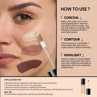 Long-Lasting Matte Concealer, 1 Count Full Coverage Flawless Concealer, Highlighting Concealer, Super Coverage Concealer, Makeup Products for Women &amp; Girls