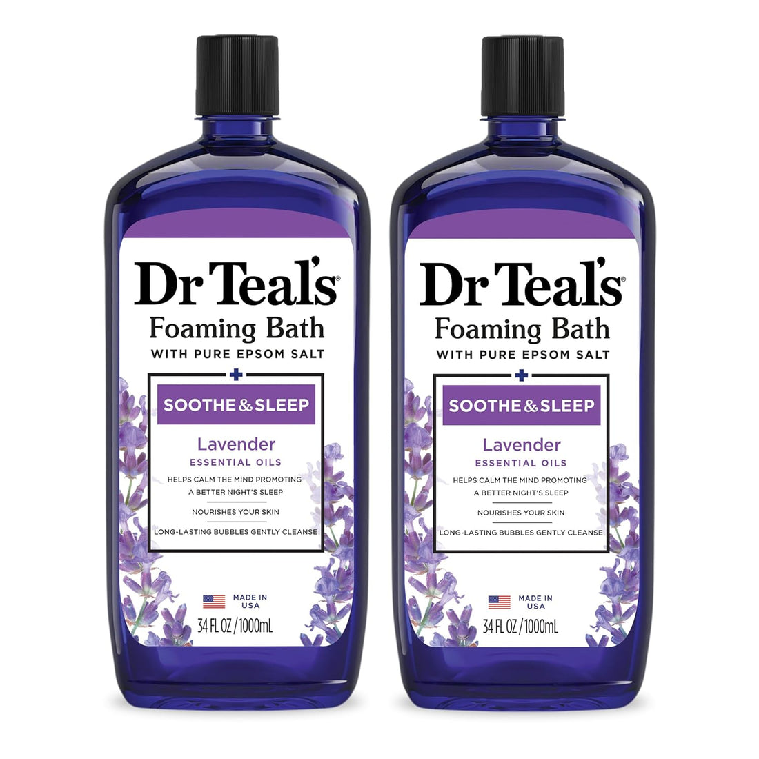 Foaming Bath with Pure Epsom Salt, Soothe &amp; Sleep with Lavender, 34 Fl Oz (Pack of 2)
