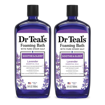 Foaming Bath with Pure Epsom Salt, Soothe &amp; Sleep with Lavender, 34 Fl Oz (Pack of 2)