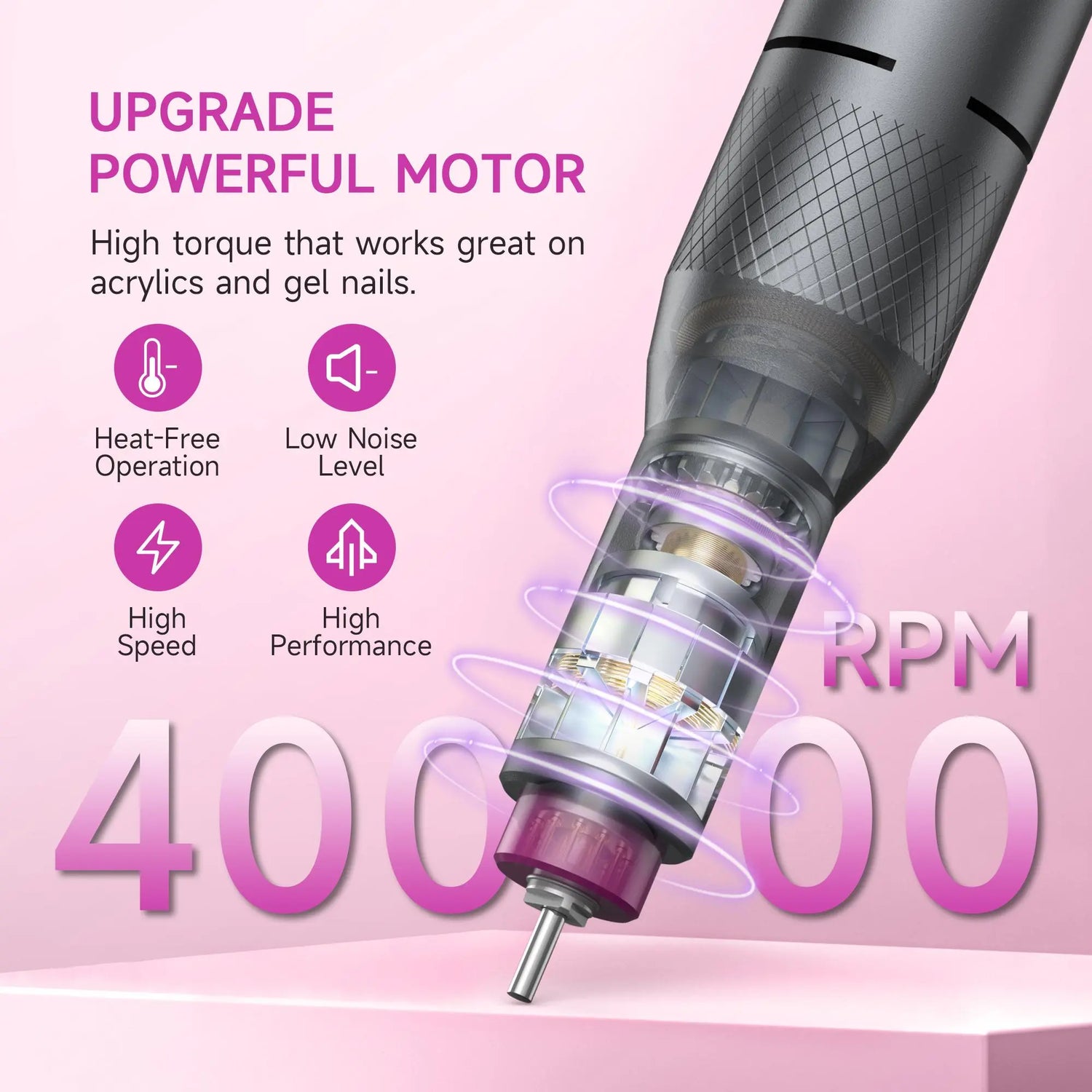 HALMAI Ultra Power Nail Drill: Professional Cordless Electric File for Acrylic &amp; Gel Nails, Ultra Powerful Motor Engineered by HALMAI, Vibration Free for Superior Natural Nail Care, 10 Second Gel Removal