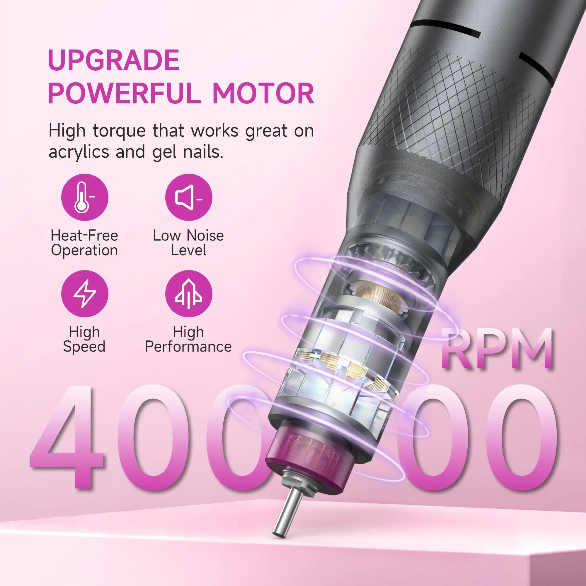 HALMAI Ultra Power Nail Drill: Professional Cordless Electric File for Acrylic &amp; Gel Nails, Ultra Powerful Motor Engineered by HALMAI, Vibration Free for Superior Natural Nail Care, 10 Second Gel Removal